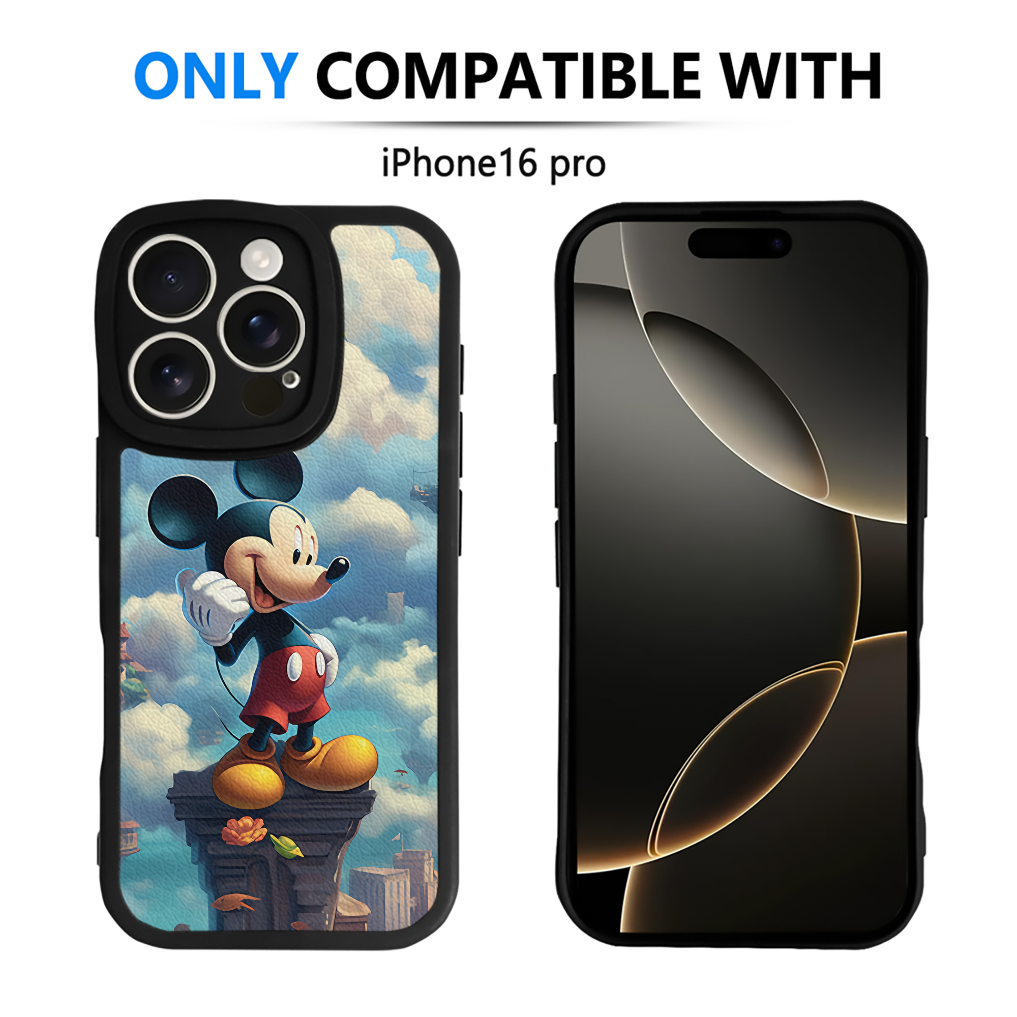 （画像用） ミッキーマウス Mickey Mouse 【iPhone 16シリーズ対応】シリコンスマホケース（レザー調） 材質：シリコン